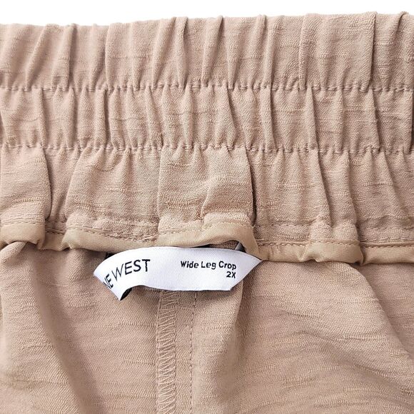 Nine West Pants Womens 2X Cropped Pull On Wide Leg  Dress Beige Plus - Picture 4 of 10